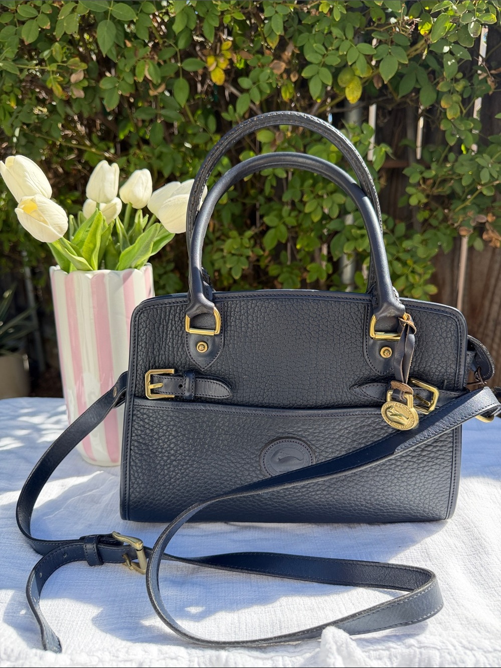 Vintage Dooney & Bourke deep Blue Buckle Satchel \ Made in USA.💙